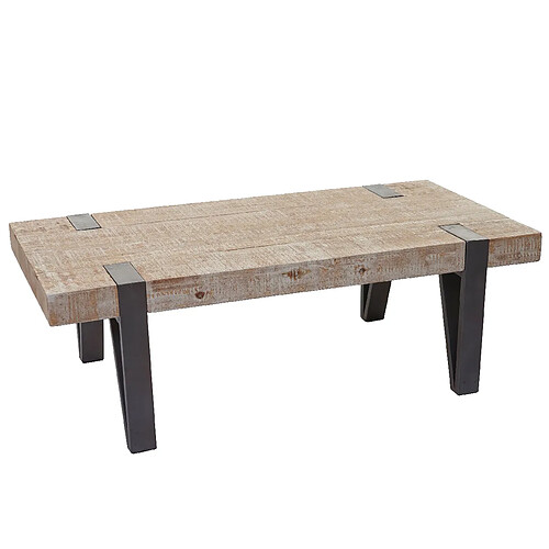 Mendler Table Basse de Salon HWC-A15b, Sapin Bois Massif Rustique 40x120x60cm