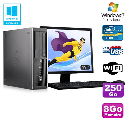 Lot PC HP Elite 8300 SFF I5-3470 3.2GHz 8Go 250Go Graveur Wifi W7 + Ecran 19" · Occasion