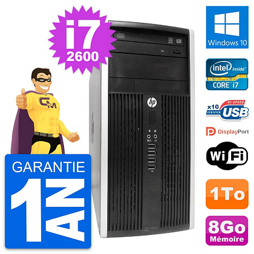 PC Tour HP Compaq Pro 6300 CMT Intel i7-2600 RAM 8Go Disque 1To Windows 10 Wifi · Occasion