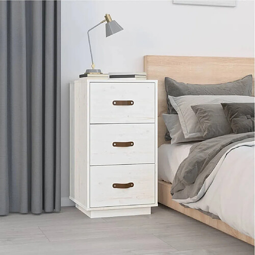 Maison Chic Table de chevet Table de Nuit Meuble de Rangement Blanc 40x40x75 cm Bois de pin solide