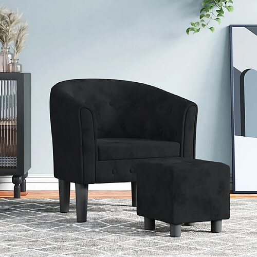 Maison Chic Fauteuil cabriolet et repose-pieds,Fauteuil luxe pour relax noir velours -MN55727