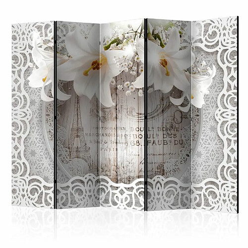 Paris Prix Paravent 5 Volets Lilies & Quilted Background 172x225cm