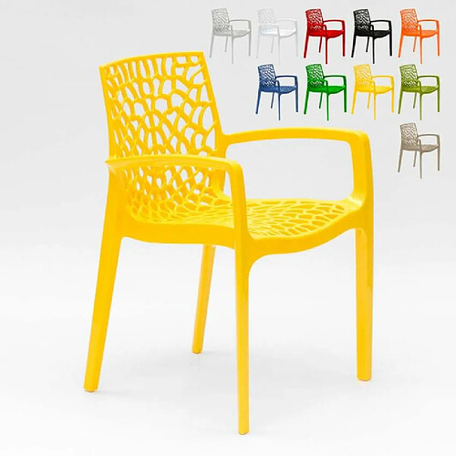 22 Chaises Gruvyer ARM Grand Soleil accoudoirs polypropylène brillant offre stock, Couleur: Jaune