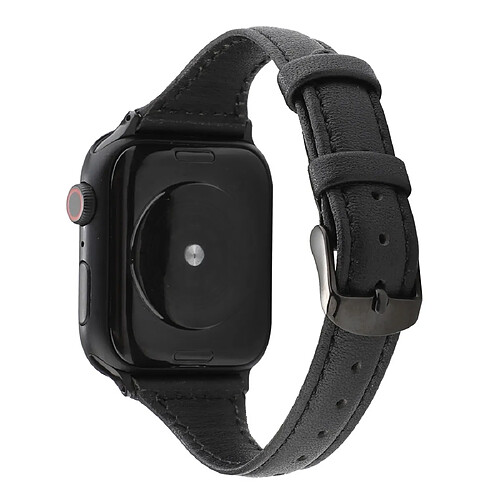 Wewoo Pour Apple Watch séries 5 et 4 44mm / 3 & 2 & 1 42mm Bracelet Crazy Horse Texture en Cuir Véritable Noir