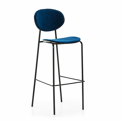 Tabouret Thai Natura Bleu Noir Velours Métal ABS 42 x 107 x 51 cm