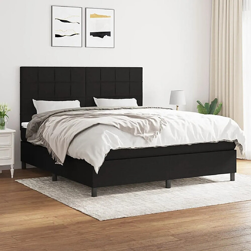 vidaXL Sommier à lattes de lit avec matelas Noir 160x200 cm Tissu