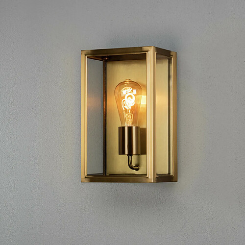 Lumière Lanterne Murale Extérieure Moderne Moyenne E27 Laitonnée Avec Verre Clair, IP44