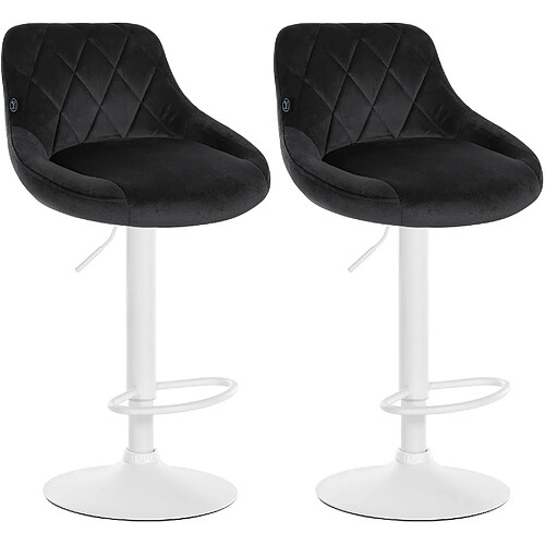 Non Lot de 2 tabourets de bar Lazio velours blanc