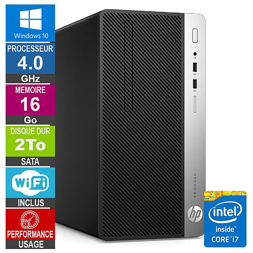 PC HP ProDesk 400 G4 MT i7-6700 4GHz 16Go/2To Wifi W10 · Reconditionné