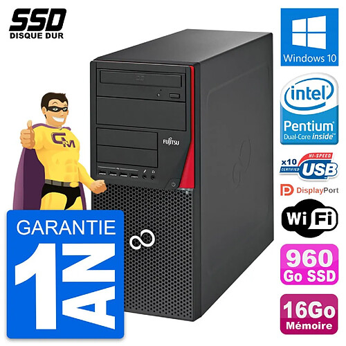 PC Tour Fujitsu Esprimo P720 Intel G3220 RAM 16Go SSD 960Go Windows 10 Wifi · Occasion