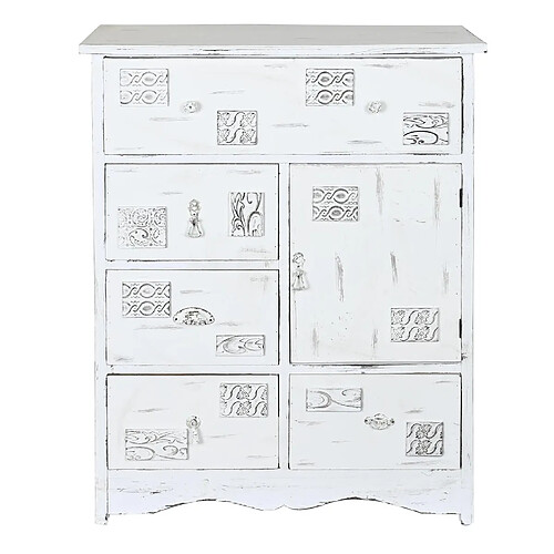 Pegane Commode, meuble de rangement en bois coloris blanc - Longueur 78 x Profondeur 38 x hauteur 102 cm