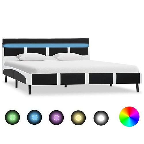 vidaXL Cadre de lit avec LED sans matelas noir 140x200 cm similicuir