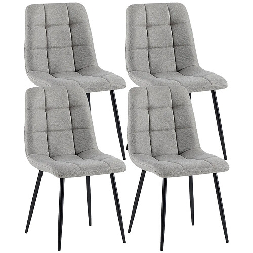 Decoshop26 Lot de 4 chaises de salle à manger en tissu gris pieds métal noir design moderne et confortable CDS10413