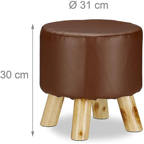 Helloshop26 Tabouret rond 4 pieds bois et synthétique marron 13_0002818_3