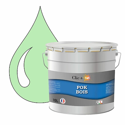 Pok Peinture de Finition Solvantée Laque Semi-Brillante Boiseries Intérieures et Extérieures - 10L - RAL 6019 - Vert Blanc