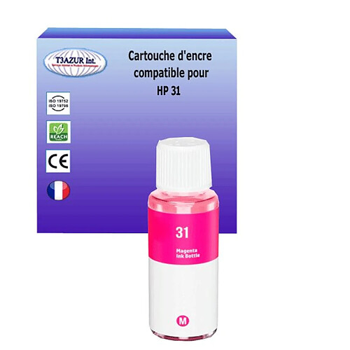 T3Azur Bouteille encre compatible avec HP 31 pour HP Smart Tank 500 All-in-One - Magenta - 70ml