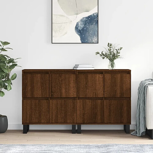 Maison Chic Ensemble de 2 Buffets,commode,console pour rangement chêne marron bois d'ingénierie -MN71479