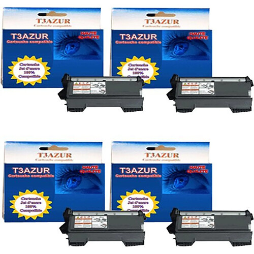 T3Azur TN2010 - Lot de 4 Toner Laser Brother compatible HL-2132E / HL-2135W / HL 2132E / HL 2135W