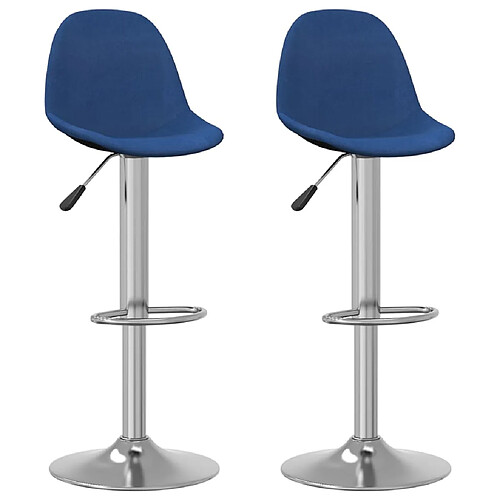 vidaXL Tabourets de bar lot de 2 bleu tissu