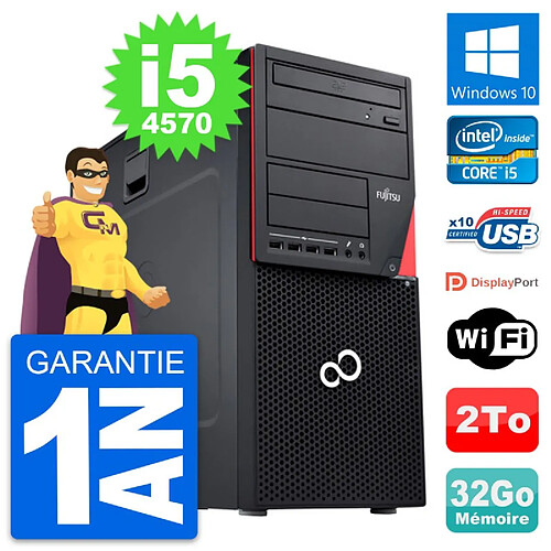 PC Tour Fujitsu Esprimo P720 Intel i5-4570 RAM 32Go Disque 2To Windows 10 Wifi · Occasion