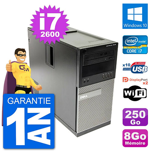 PC Tour Dell 7010 Intel Core i7-2600 RAM 8Go Disque Dur 250Go Windows 10 Wifi · Occasion