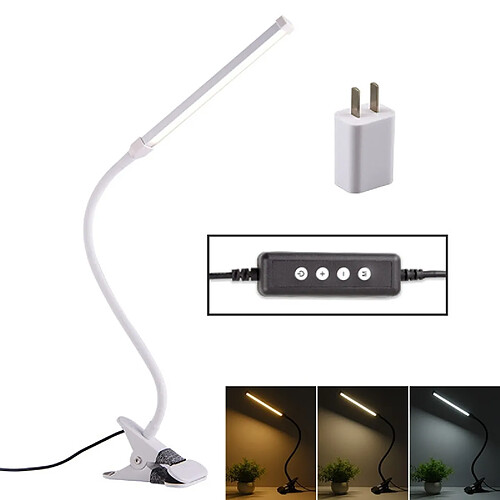 Wewoo Lampe de bureau à LED 8W pliante réglable USB de charge de protection des yeux de tableversion de USB + Prise d'alimentation blanc