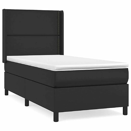 Maison Chic Structures de lit + matelas,Lit à sommier tapissier avec matelas Noir 100x200 cm Similicuir -MN16807