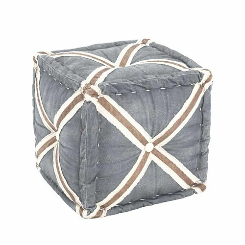 Paris Prix Pouf Vintage en Tissu Croix 46cm Gris