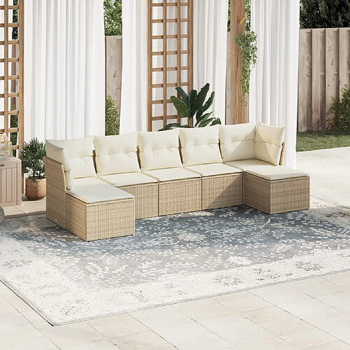 vidaXL Salon de jardin avec coussins 7 pcs beige résine tressée