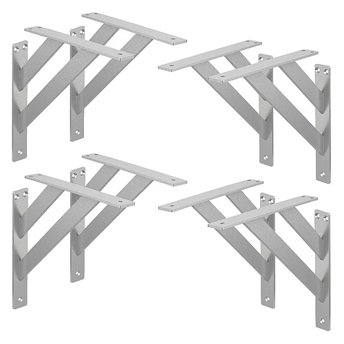 ML-Design 8x Équerres étagère mural support d'angle en aluminium argent robuste 240x240 mm