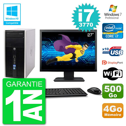 PC HP 6300 MT Ecran 27" i7-3770 RAM 4Go Disque 500Go Graveur DVD Wifi W7 · Occasion