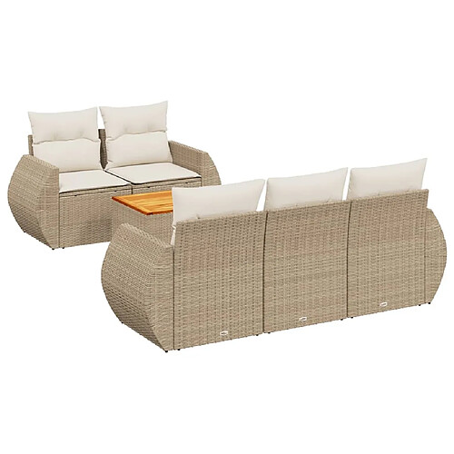 Maison Chic Salon de jardin avec coussins 6 pcs, Ensemble Tables et chaises de jardin, beige résine tressée -GKD533593