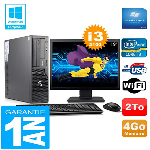 PC Fujitsu Esprimo E500 E85+ SFF Core I3-2100 4Go Disque 2 To Wifi W7 Ecran 19" · Occasion