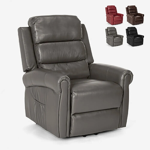 LE ROI DU RELAX Fauteuil relax électrique chauffant massant lève-personne et roues Isabel | Couleur: Gris