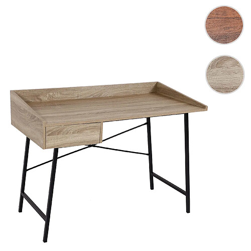 Mendler Table de chevet HWC-J97, table de maquillage, tiroir structure 3D 98x114x60cm MVG-certifié ~ aspect chêne