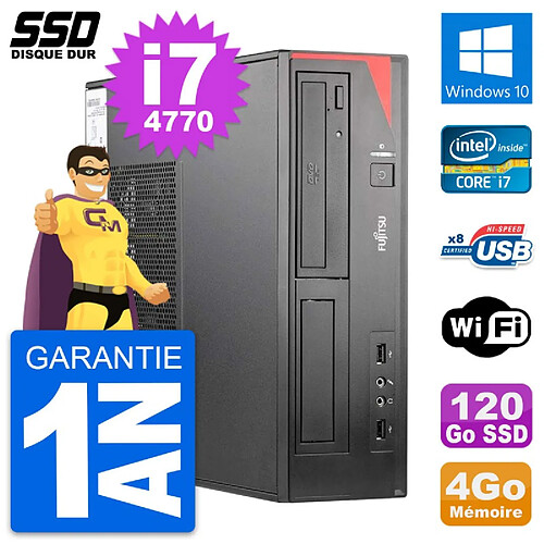 PC Fujitsu Esprimo E520 E85+ DT Intel i7-4770 RAM 4Go SSD 120Go Windows 10 Wifi · Occasion