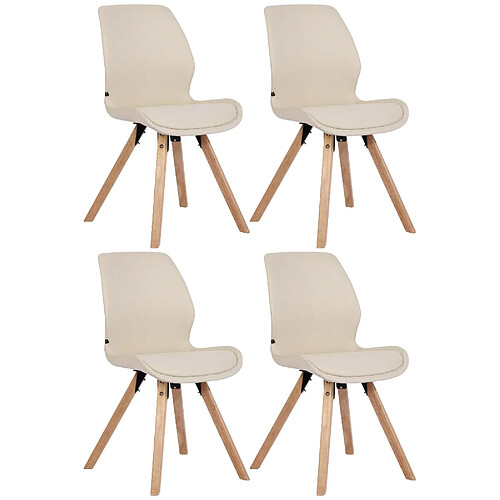 Decoshop26 Lot de 4 chaises de salle à manger design scandinave en tissu crème et pieds en bois clair 10_0001859