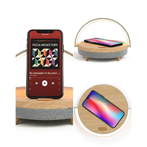 Livoo Enceinte Bluetooth design LED + chargeur induction sono mobile LED BLANCHE -Station de chargement Smarthphones