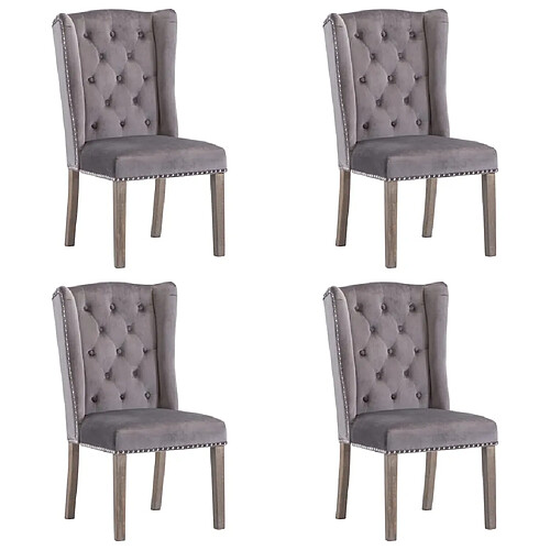 vidaXL Chaises à manger lot de 4 gris velours