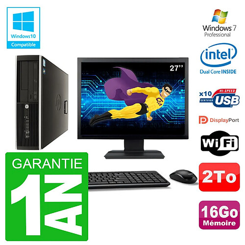 PC HP Compaq 8100 SFF Ecran 27" G6950 RAM 16Go Disque 2To Graveur DVD Wifi W7 · Occasion