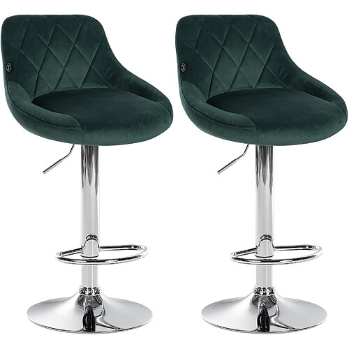 Non Lot de 2 tabourets de bar Lazio velours chrome