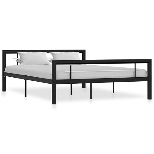 Maison Chic Lit adulte - Lit simple Cadre de lit,Structure du lit Contemporain Noir et blanc Métal 120 x 200 cm -MN79908