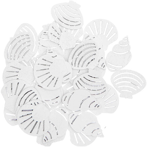 Rico 36 Confettis en bois - coquillage - blanc