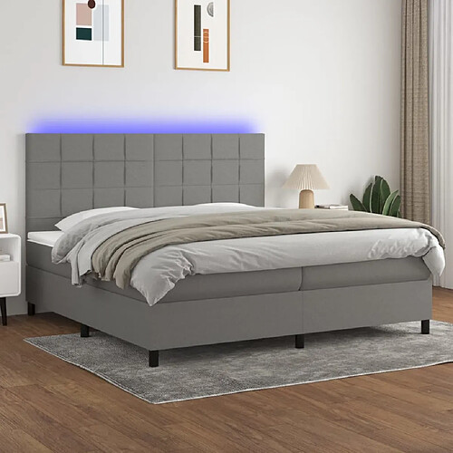 vidaXL Sommier à lattes de lit et matelas et LED Gris foncé 200x200 cm