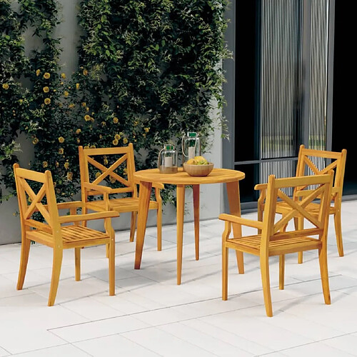 Salle à manger de jardin 5 pcs,Table et chaise à dîner Bois d'acacia solide -MN47514