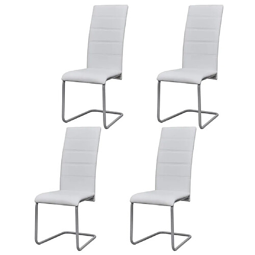 Maison Chic Lot de 4 Chaises à manger cantilever,Chaises de cuisine style scandinave - blanc similicuir -MN70489