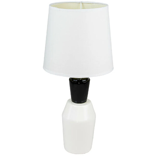 Corep Lampe a poser ceramique tissu noir et blanc Luminaire chevet LED chambre salon