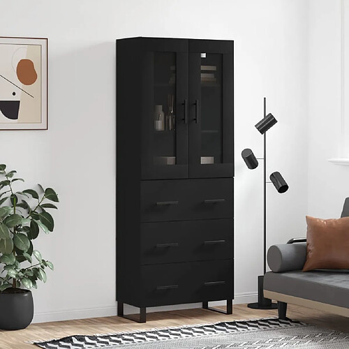 vidaXL Buffet haut Noir 69,5x34x180 cm Bois d'ingénierie