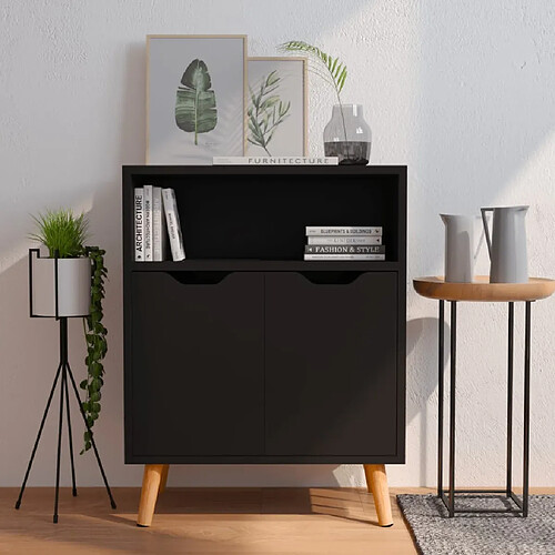 Maison Chic Buffet,Meuble de Rangement,commode pour salon,Cuisine noir 60x30x72 cm bois d'ingénierie -MN71741