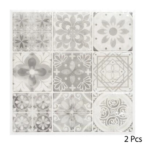 Lot de 2 Stickers Carrelage ""Yto"" 25x25cm Gris